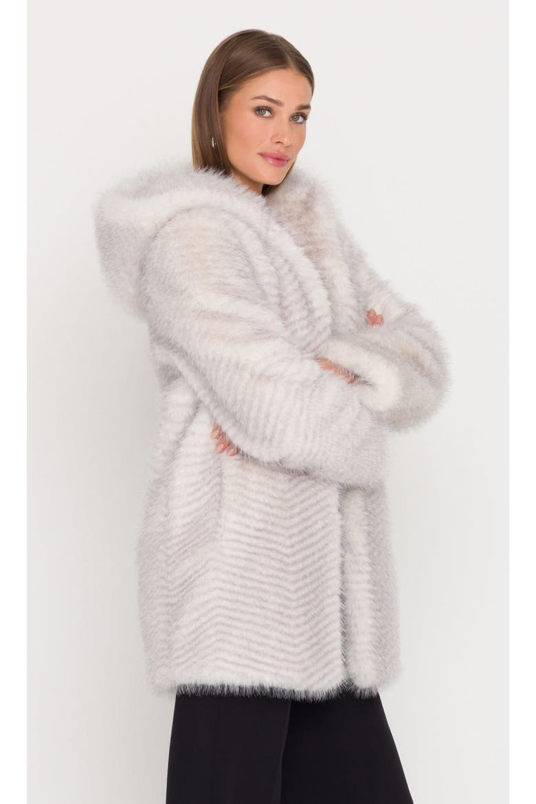 Eden Faux Fur Coat, Alternate, color, Cream W/ Grey Tip