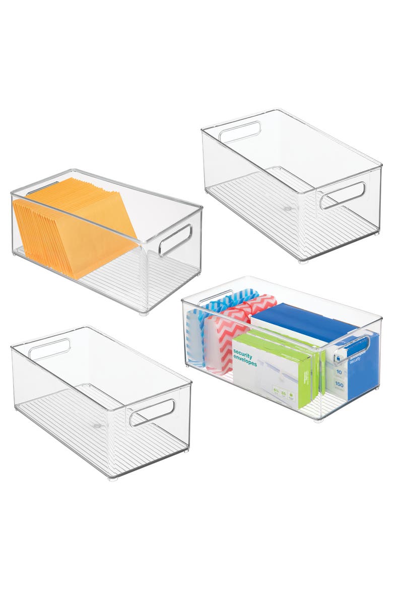 Stackable Fridge Bin - Kitchen Storage Bin for Pantry, Cabinets, or Fridge, Set of 4, Clear, Alternate, color, Clear
