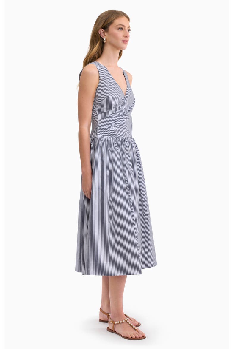Joselene Poplin Wrap Dress, Alternate, color, Navy Stripe