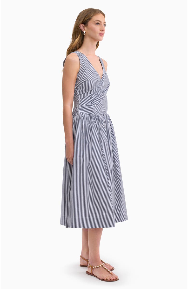 Rebecca Taylor Joselene Poplin Wrap Dress, Alternate, color, Navy Stripe