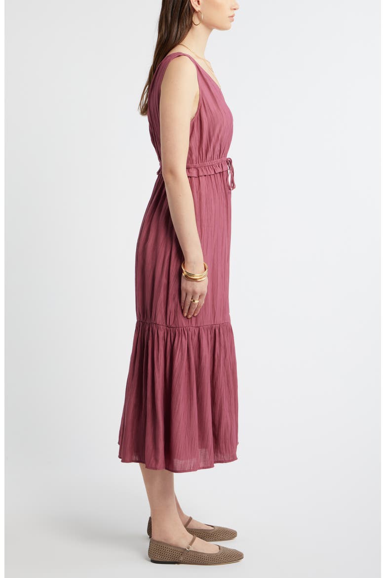 Faux Wrap Tiered Midi Dress, Alternate, color, BURGUNDY MAROON