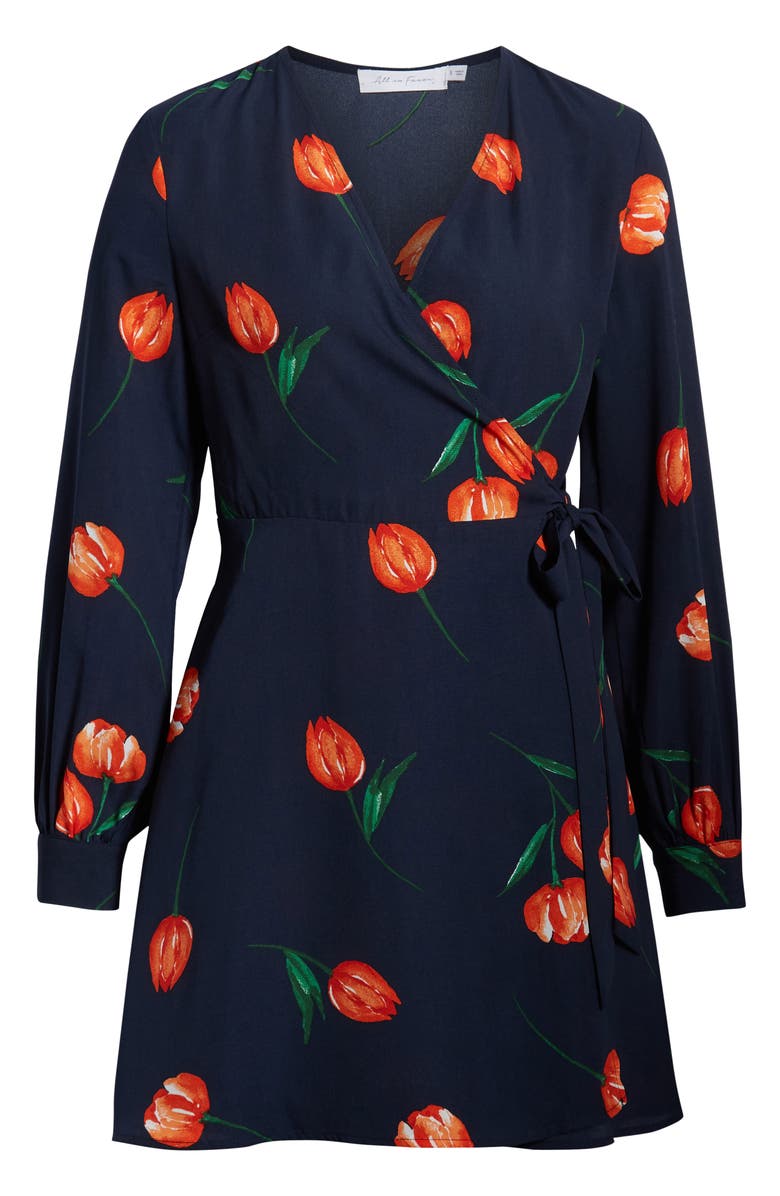 All in Favor Floral Wrap Mini Dress, Alternate, color, 