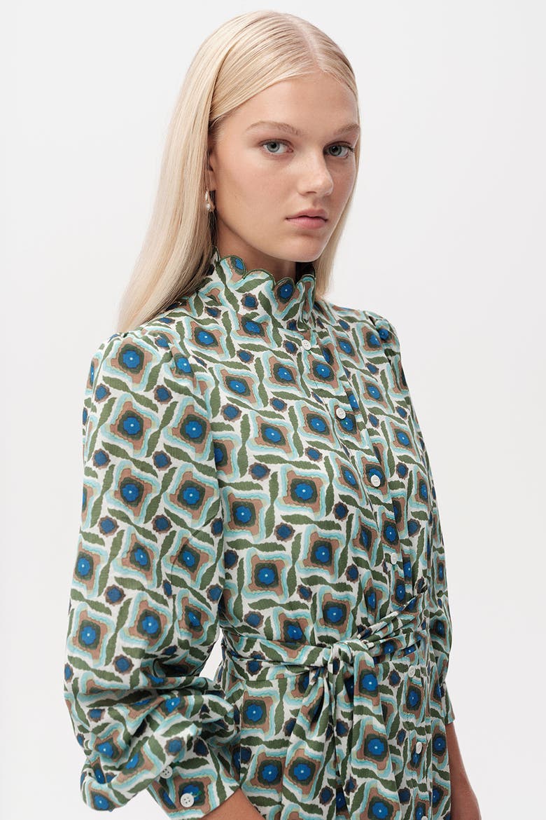 Chamonix Embroidered Collar Patterned Midi Dress, Alternate, color, Multi Color