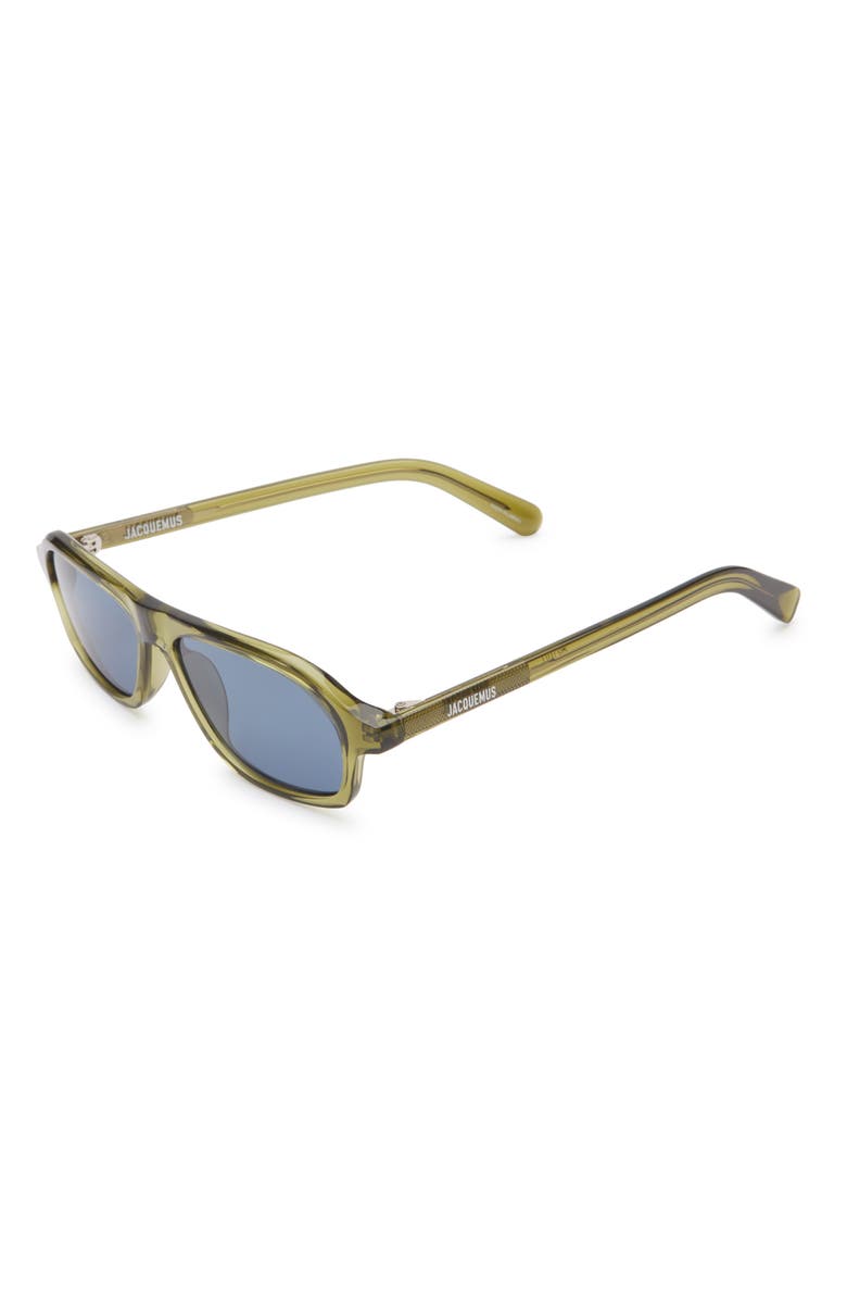 Jacquemus Polarized Pilot Sunglasses, Alternate, color, Khaki/ Silver/ Dark Navy