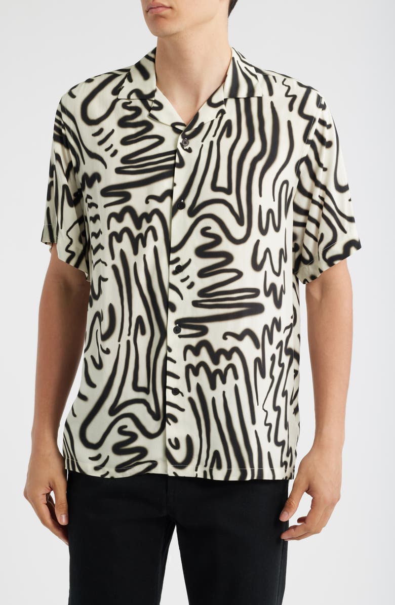 OAS Abstract Print Viscose Camp Shirt, Main, color,