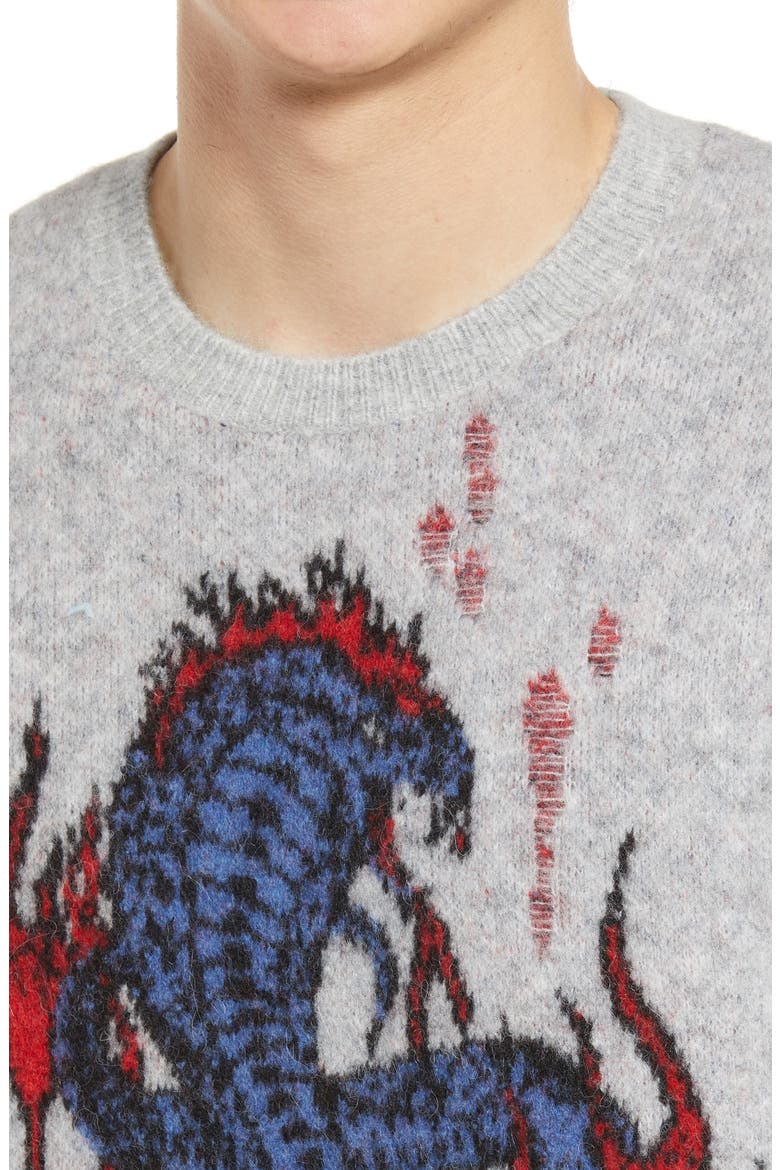 Men's Viper Saints Distressed Intarsia Sweater, Alternate, color, LIGHT GREY MARL