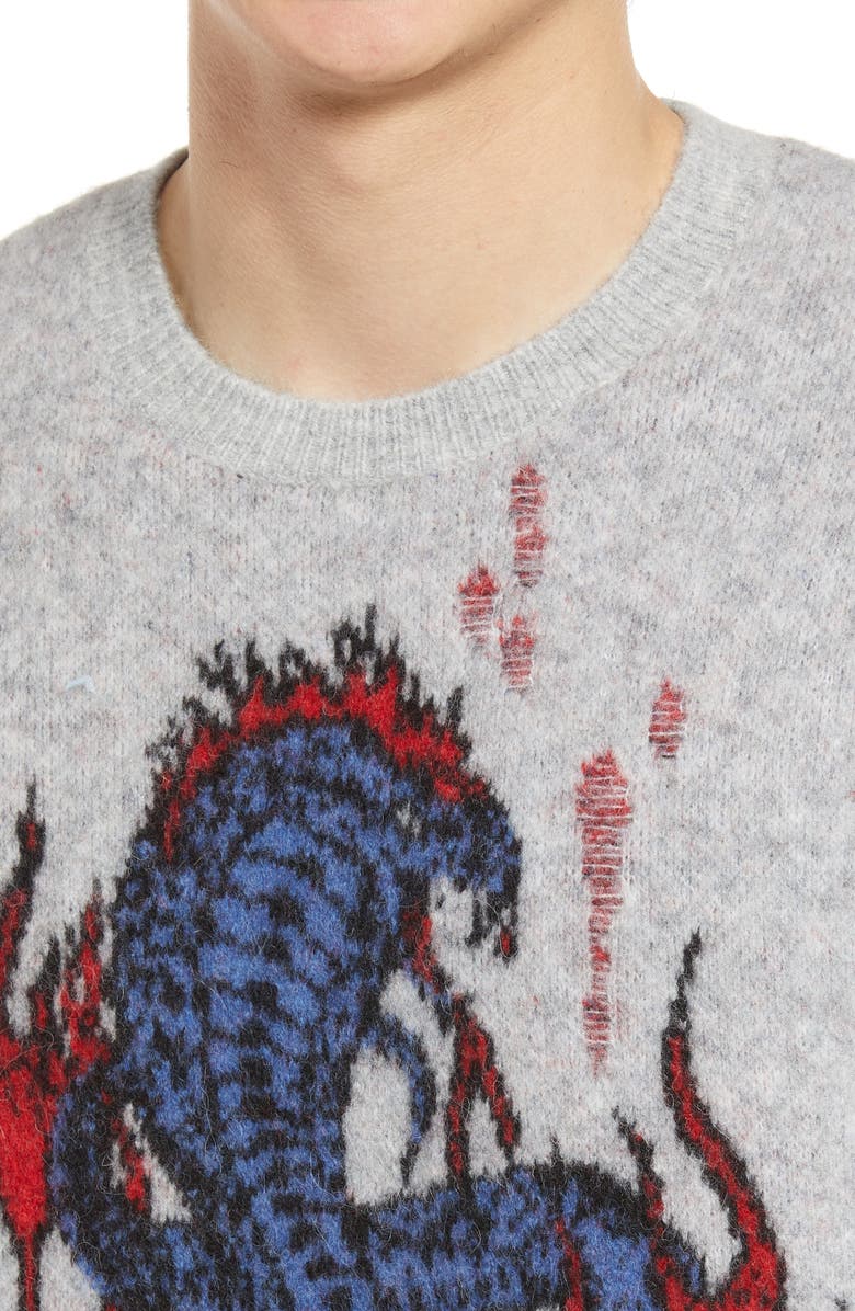 AllSaints Men's Viper Saints Distressed Intarsia Sweater, Alternate, color,