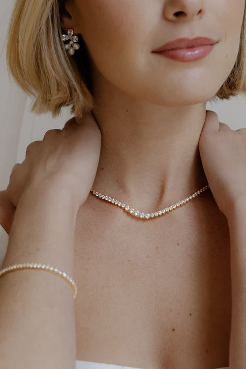 Untamed Petals Mayfair Tennis Necklace In Metallic