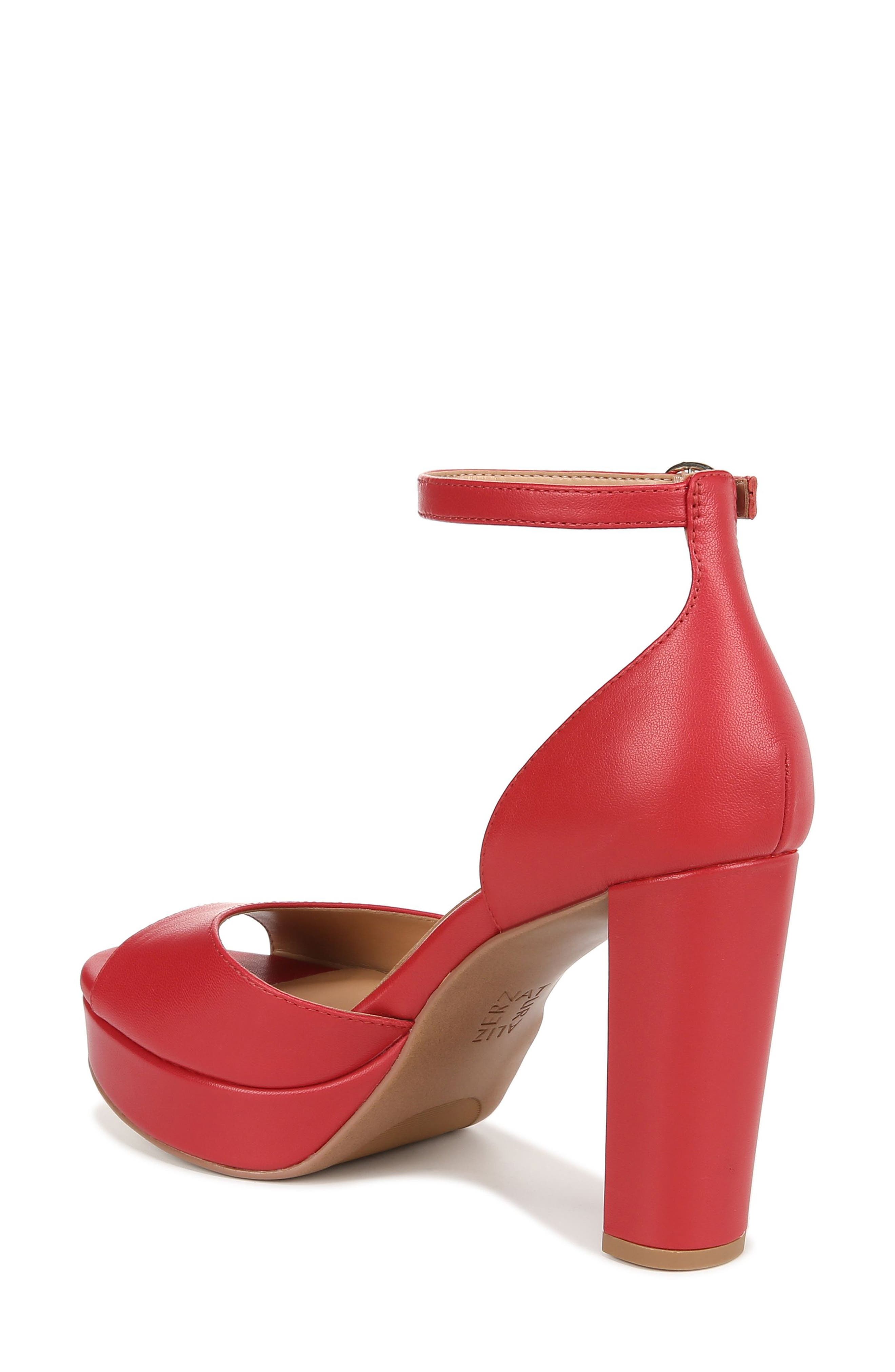 Naturalizer Melina Ankle Strap Platform Sandal, Alternate, color, Crimson Red Leather