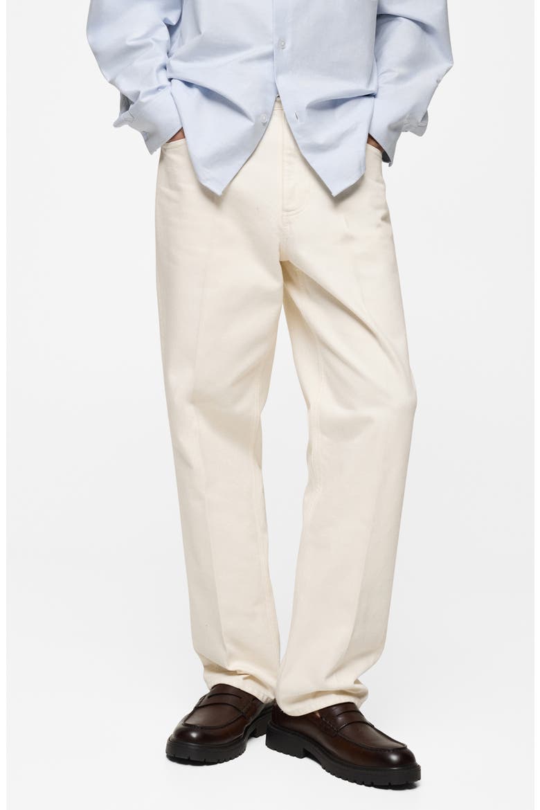 Creased Relaxed Fit Jeans, Main, color, ECRU