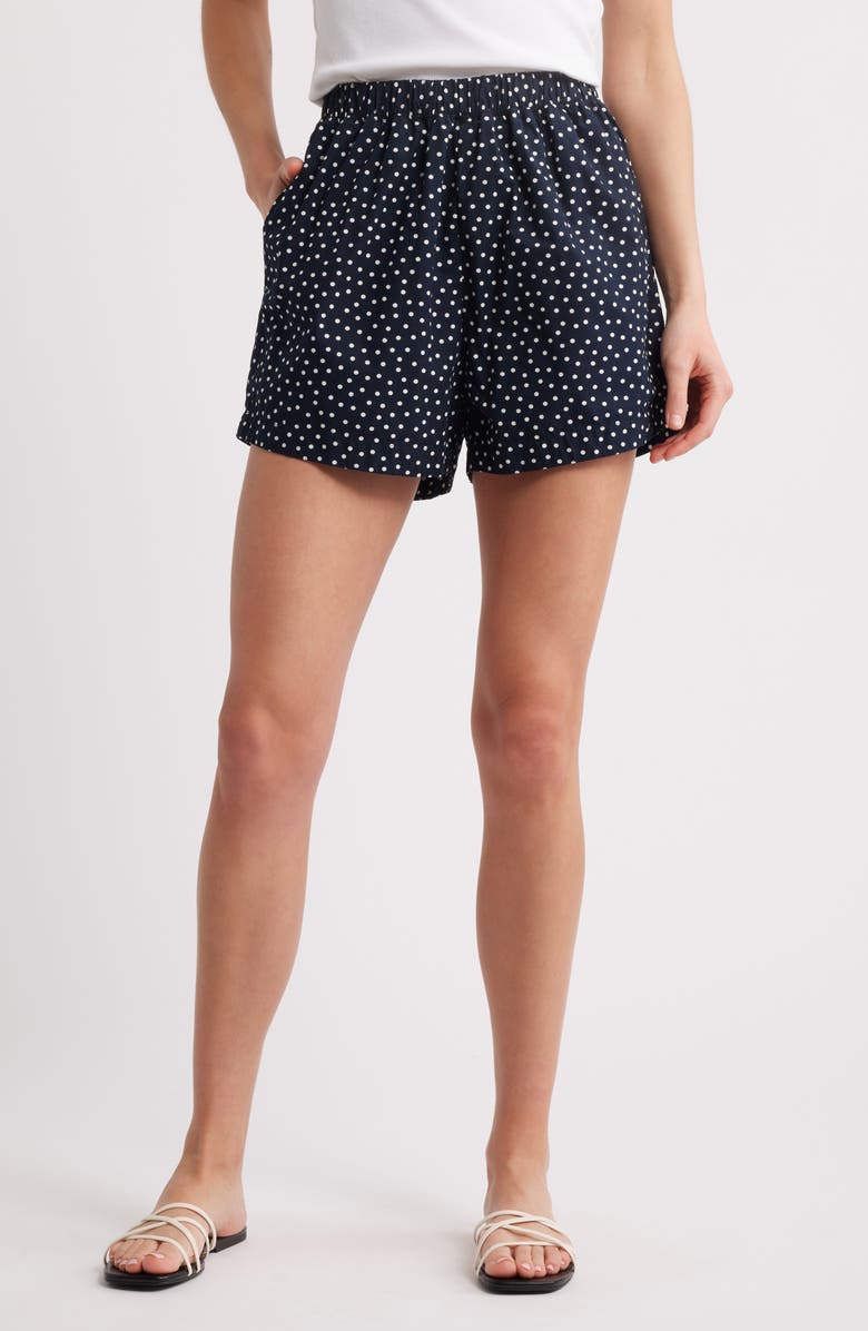 Nation LTD Flynn Polka Dot Pima Cotton Poplin Shorts, Main, color, 