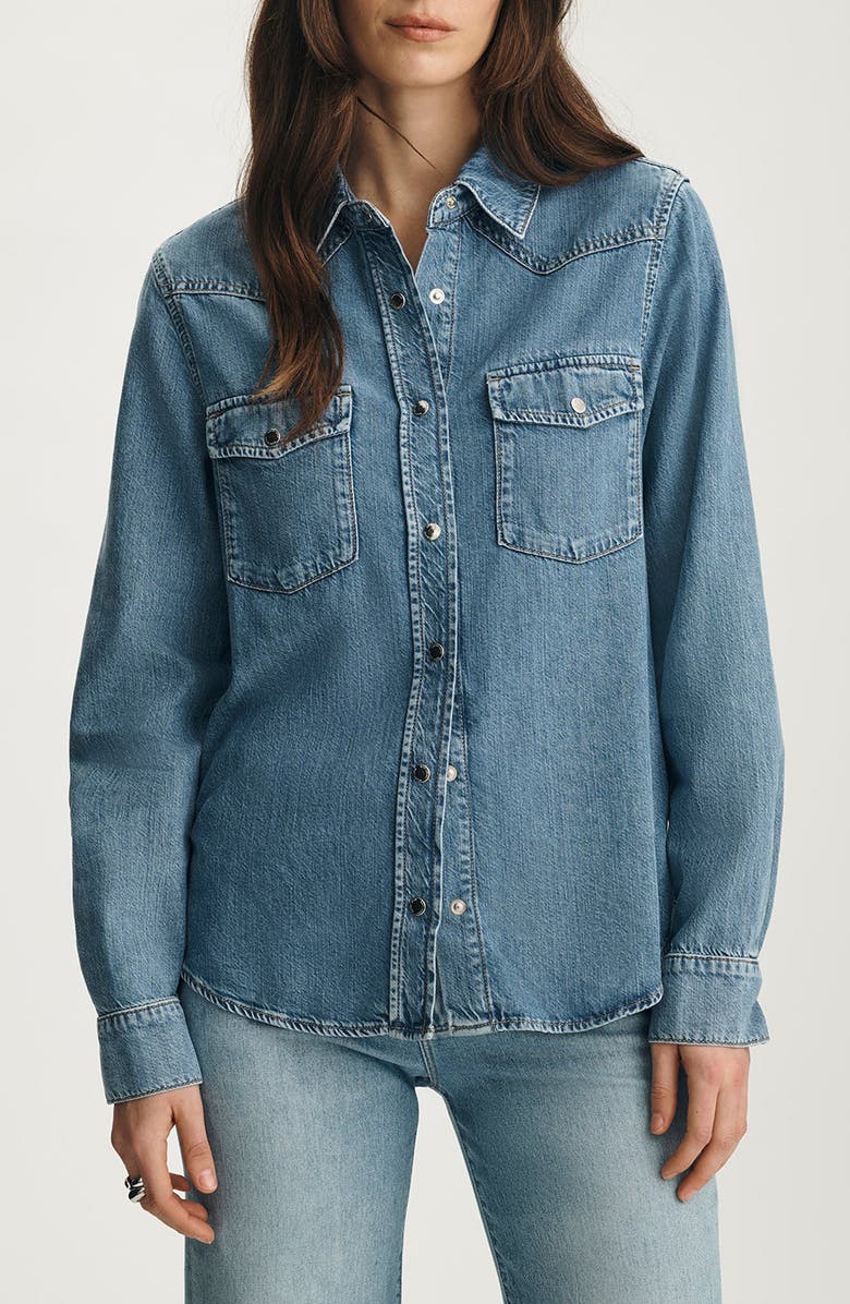 Mavi Jeans Angela Denim Western Shirt, Main, color, 