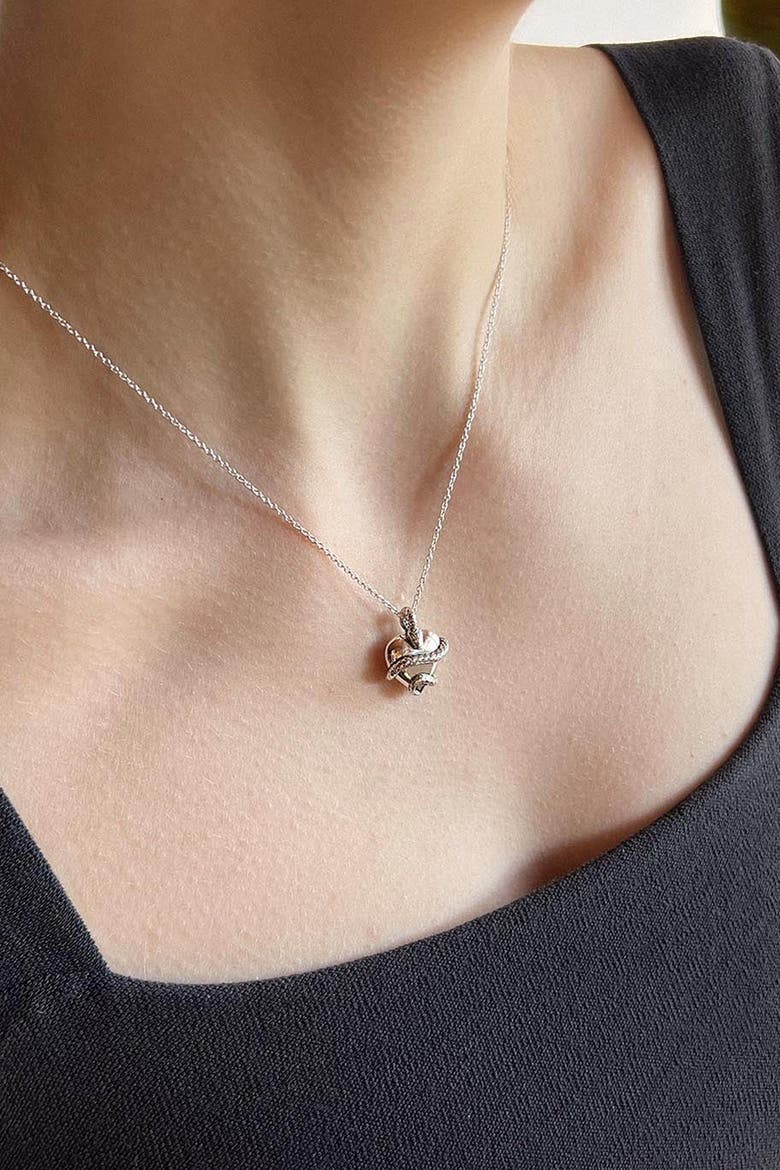 Wise Heart Charm Necklace, Alternate, color, Silver