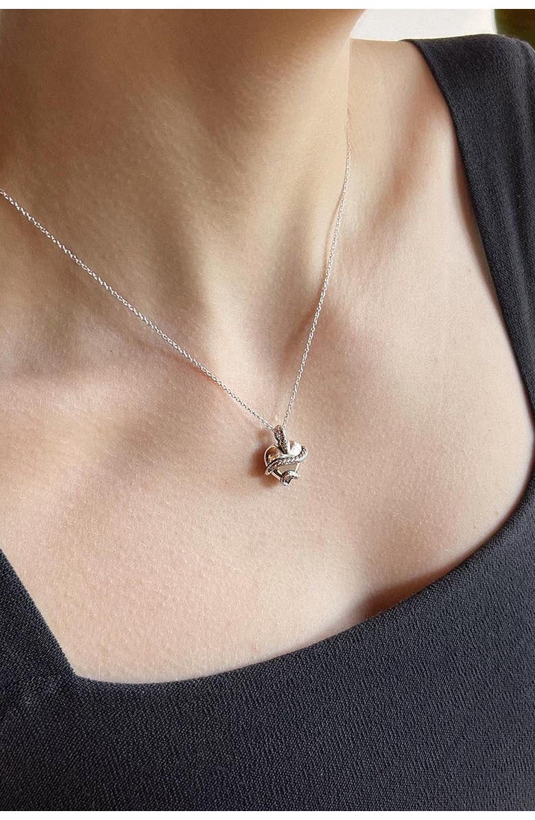 Astor & Orion Wise Heart Charm Necklace, Alternate, color, Silver