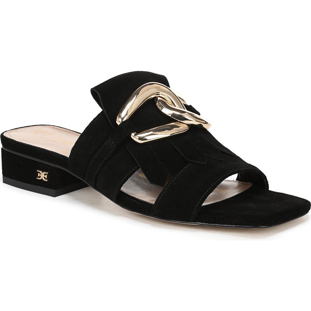 Sam Edelman Darby Slide Block Heel Sandal Black Leather