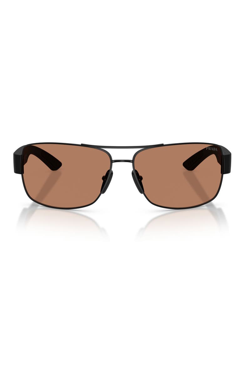 65mm Shield Sunglasses, Main, color, MATTE BLACK / BROWN