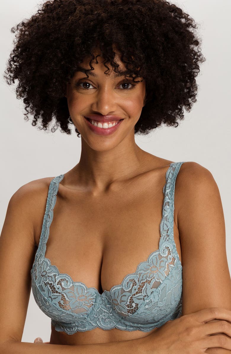 Hanro Luxury Moments Underwire Bra, Alternate, color, Tourmaline Blue