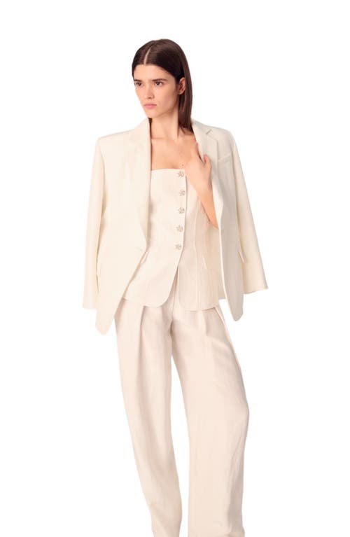 Maje Livalu Strapless Linen-blend Top In Ecru