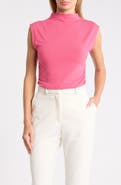 NORDSTROM RACK Sleeveless Ruched Mock Neck Top