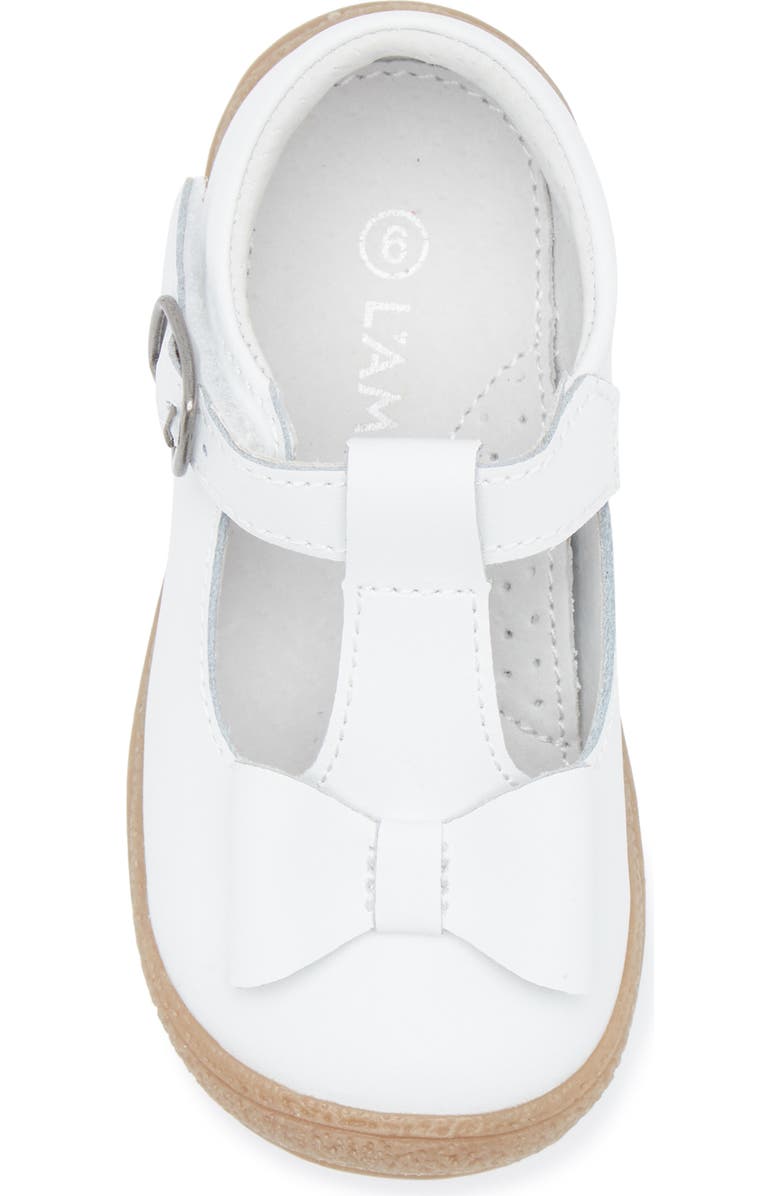 L'AMOUR Kids' Emma Bow T-Strap Flat, Alternate, color, White