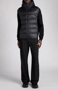 Moncler Cotton Knit & Down Hooded Cardigan
