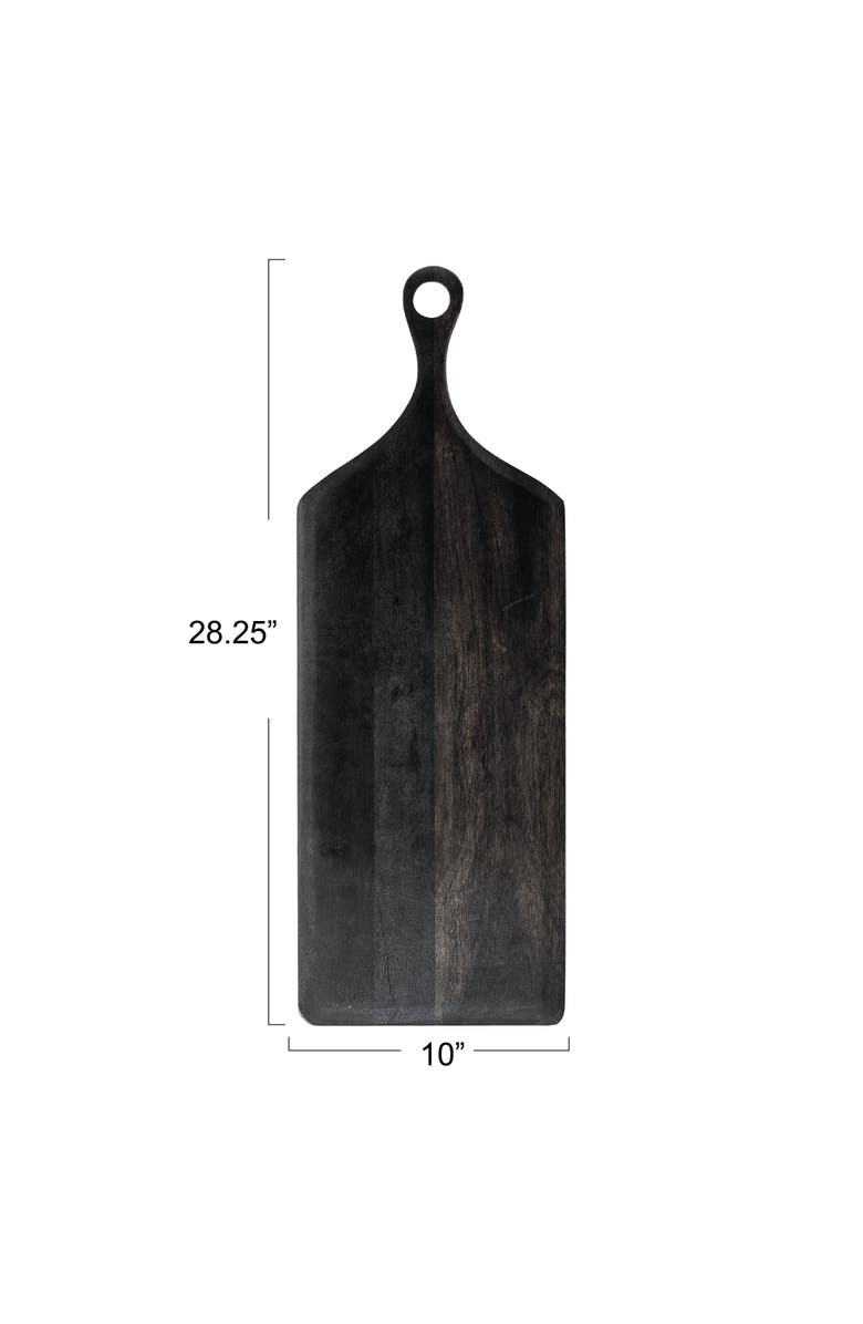 Storied Home Tall Acacia Wood Cheese and Cutting Board with Round Opening on Handle, Black, Alternate, color, Black