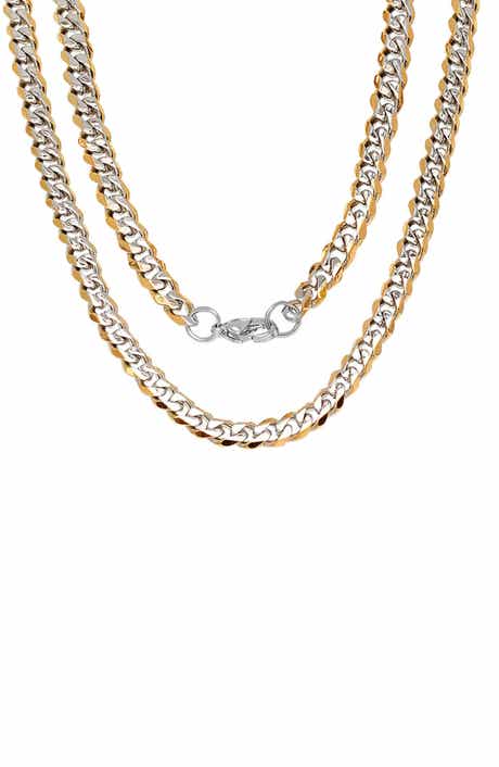 Men's Two-Toned Stainless Steel Curb Chain Necklace