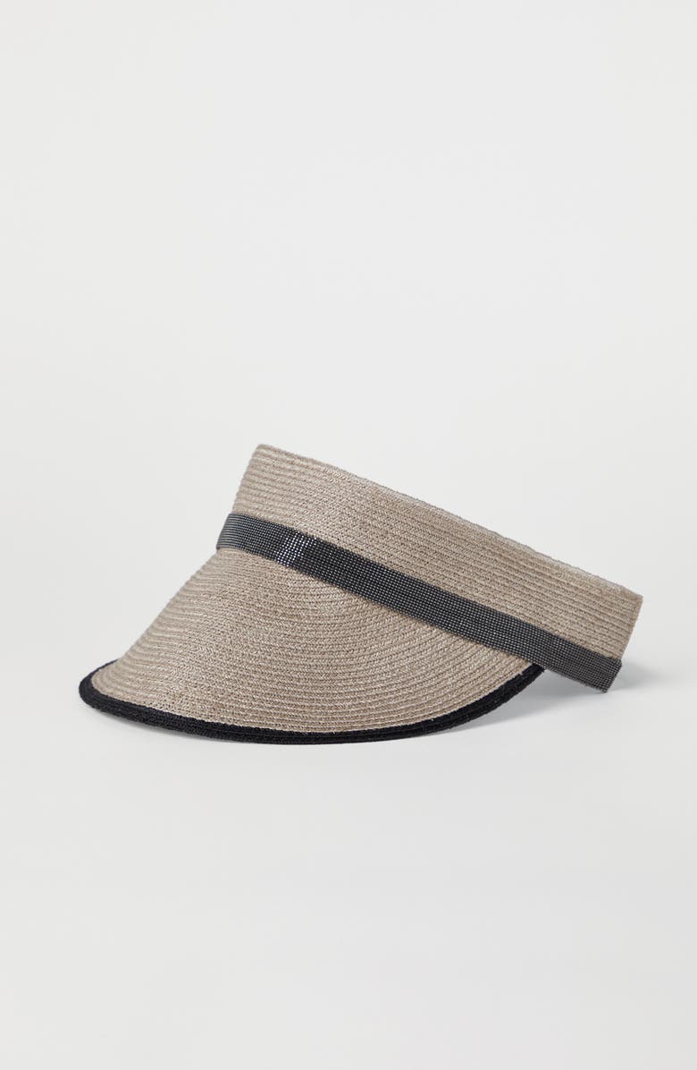 Brunello Cucinelli Hemp and cotton visor with precious band, Alternate, color, 