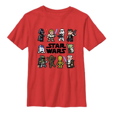 Boy's Star Wars Pixel Character Square  Graphic T-Shirt