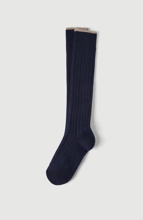 Cashmere rib knit socks