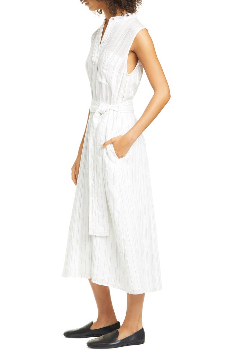 Vince Stripe Drapey Sleeveless Shirtdress, Alternate, color, 