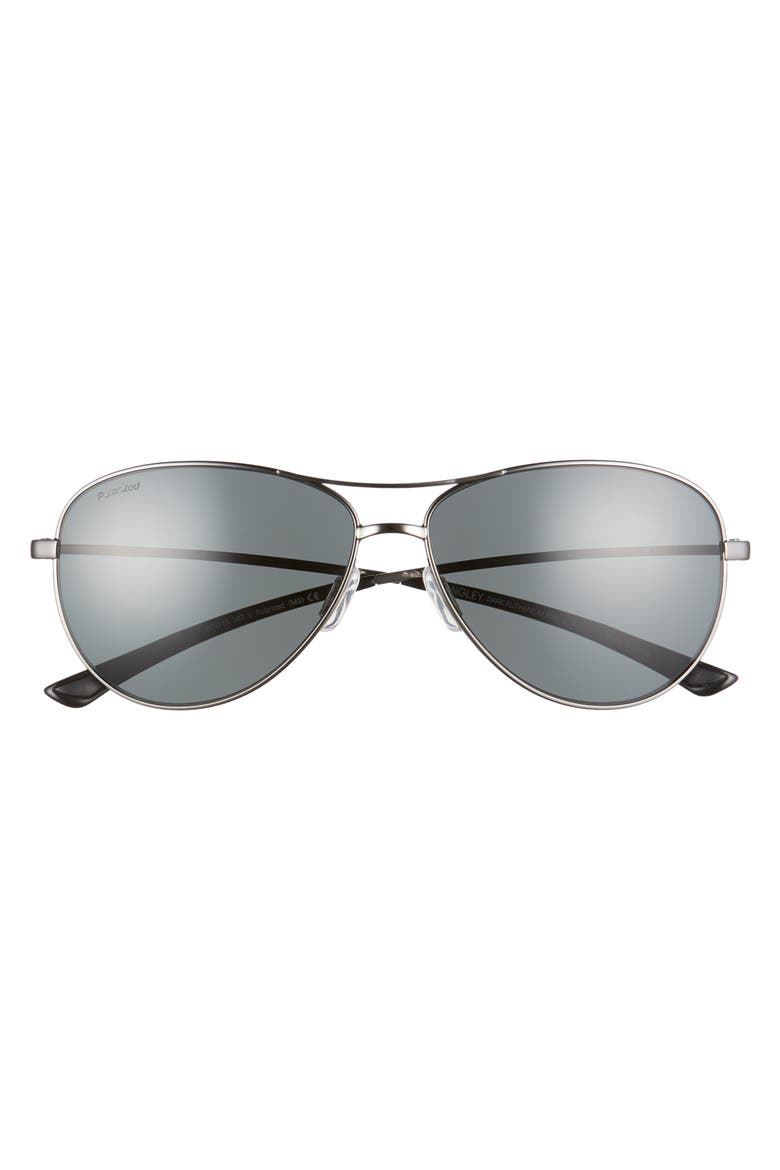 Langley 60mm ChromaPop™ Polarized Aviator Sunglasses, Alternate, color, DARK RUTHENIUM/ GREY