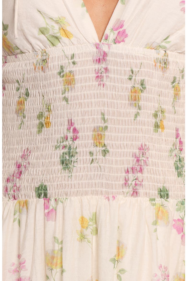 Reverie Floral Smocked Maxi Dress, Alternate, color, PURPLE DITSY FLORAL