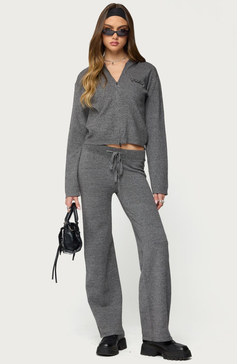 EDIKTED Ayah Knit Drawstring Pants, Alternate, color, Dark-Gray-Melange