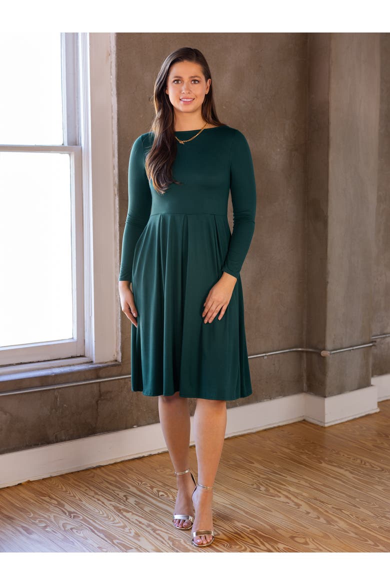 Midi Length Fit N Flare Pocket Dress, Alternate, color, Hunter