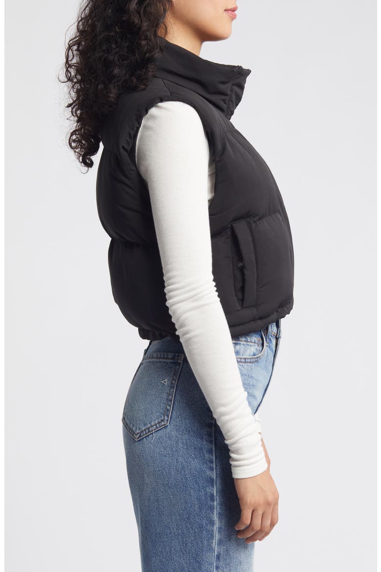 Crop Puffer Vest, Alternate, color, BLACK