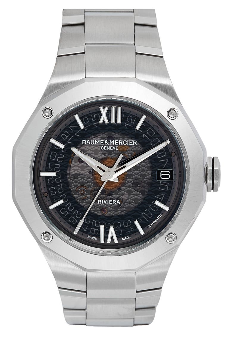 Riviera 10715 Automatic Bracelet Watch, 39mm, Main, color, SMOKED GRAY