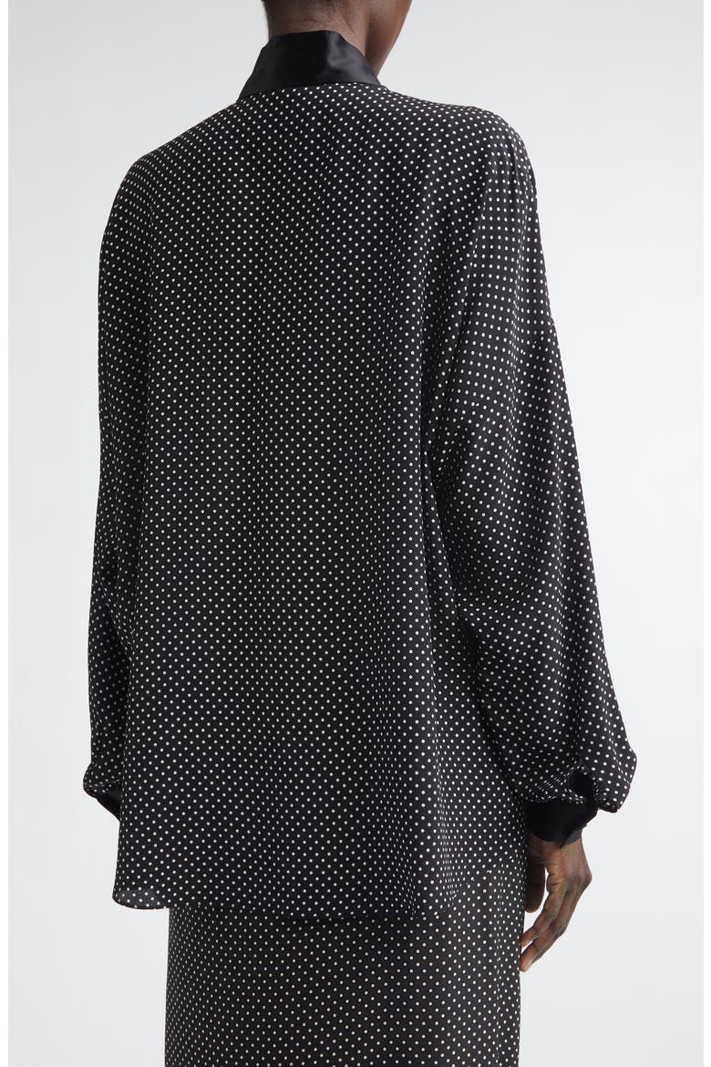 Dot Silk Crepe Tunic Top, Alternate, color, BLACK/ OFF WHITE