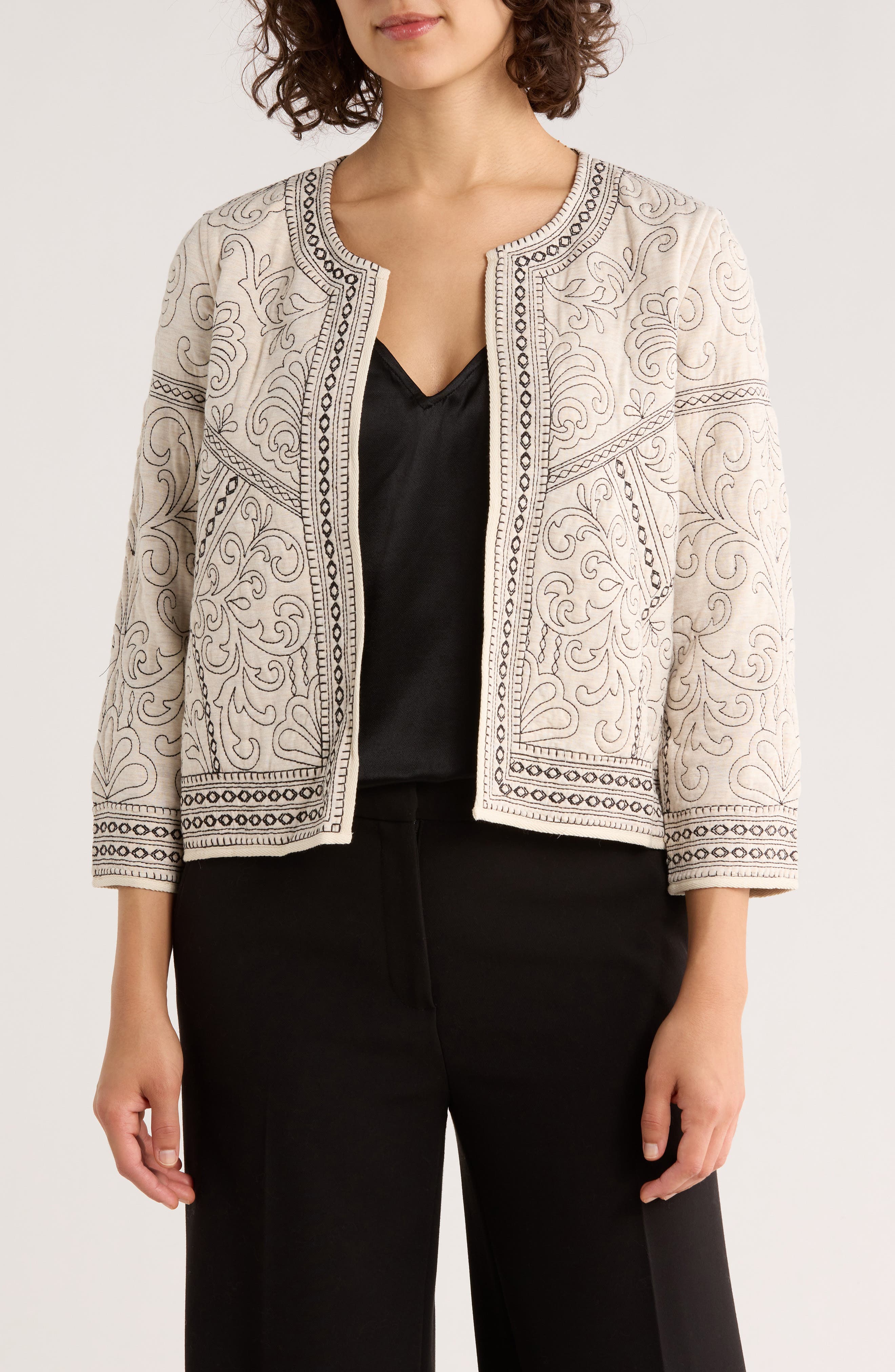 DR2 by Daniel Rainn Embroidered Knit Jacket