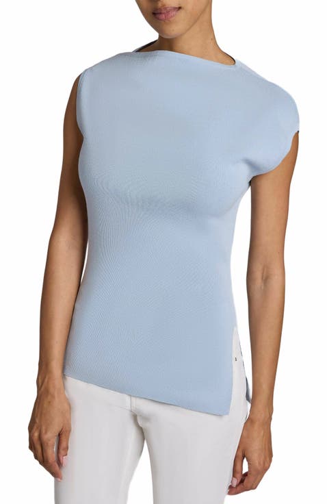 Aisling Off-Shoulder Knit Top in Cotton/Linen Blend