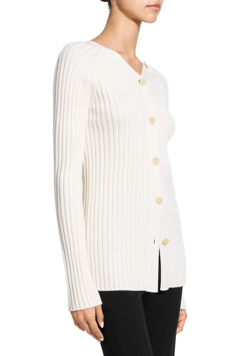 Rib Merino Wool Open Back Cardigan, Alternate, color, WHITE