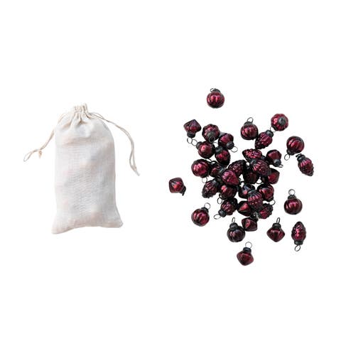 Mercury Glass Ornament Set with Embossed Iron Detailing