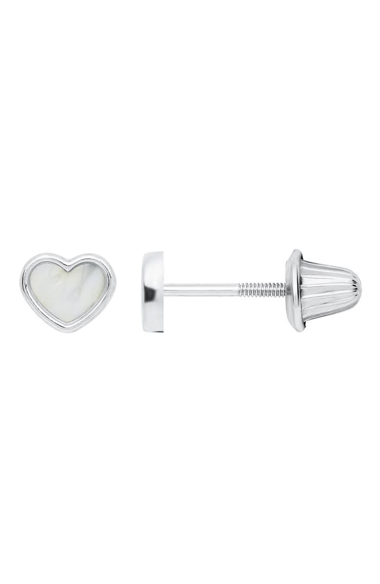 Mignonette Sterling Silver Heart Stud Earrings, Alternate, color, Silver