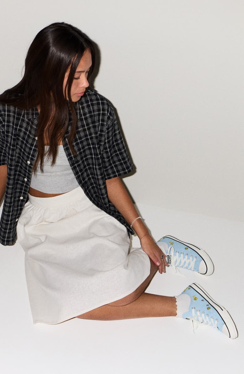 Converse Gender Inclusive Chuck Taylor All Star Floral Embroidered Canvas Low Top Sneaker, Alternate, color, Clear Skies/ Bright Outlook