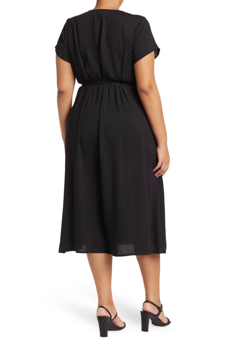 Halogen<sup>®</sup> Short Sleeve Wrap Midi Dress, Alternate, color,