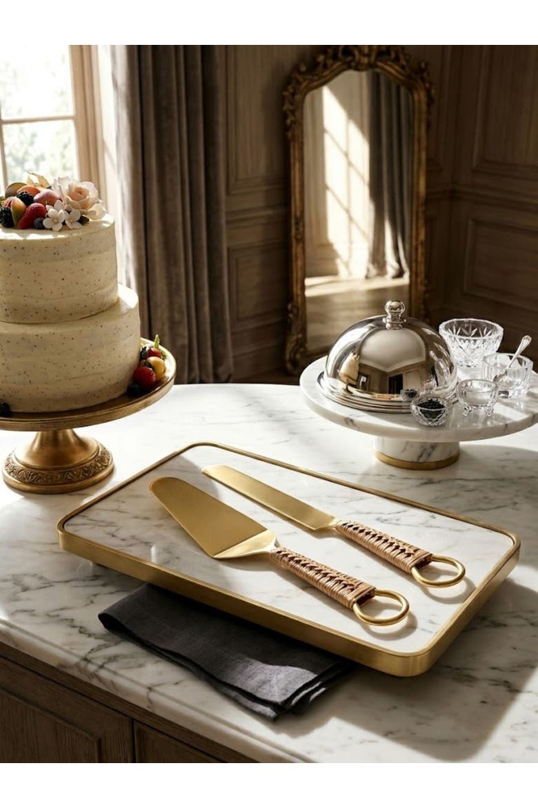 Helsinki Cake Servers, Set of 2, Alternate, color, Gold