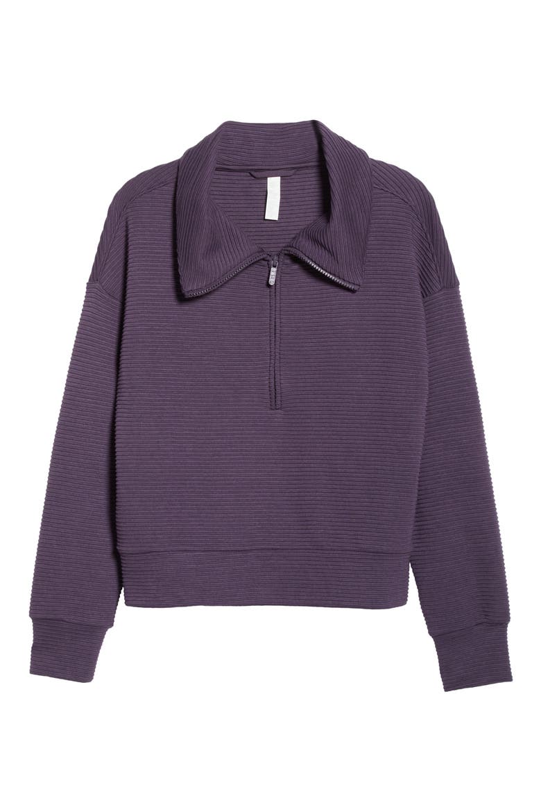 Half Zip Fleece Ottoman Pullover, Alternate, color, PURPLE NIGHT