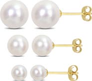 Julianna B. Cultured Pearl 3-Pair Stud Earrings Set 14k