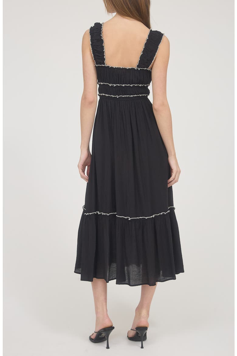 Contrast Bow Midi Dress, Alternate, color, BLACK