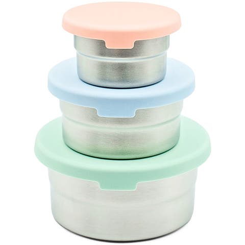Stainless Steel Food Storage Containers, Leakproof Silicone Lids, BPA-Free - Set of 3
